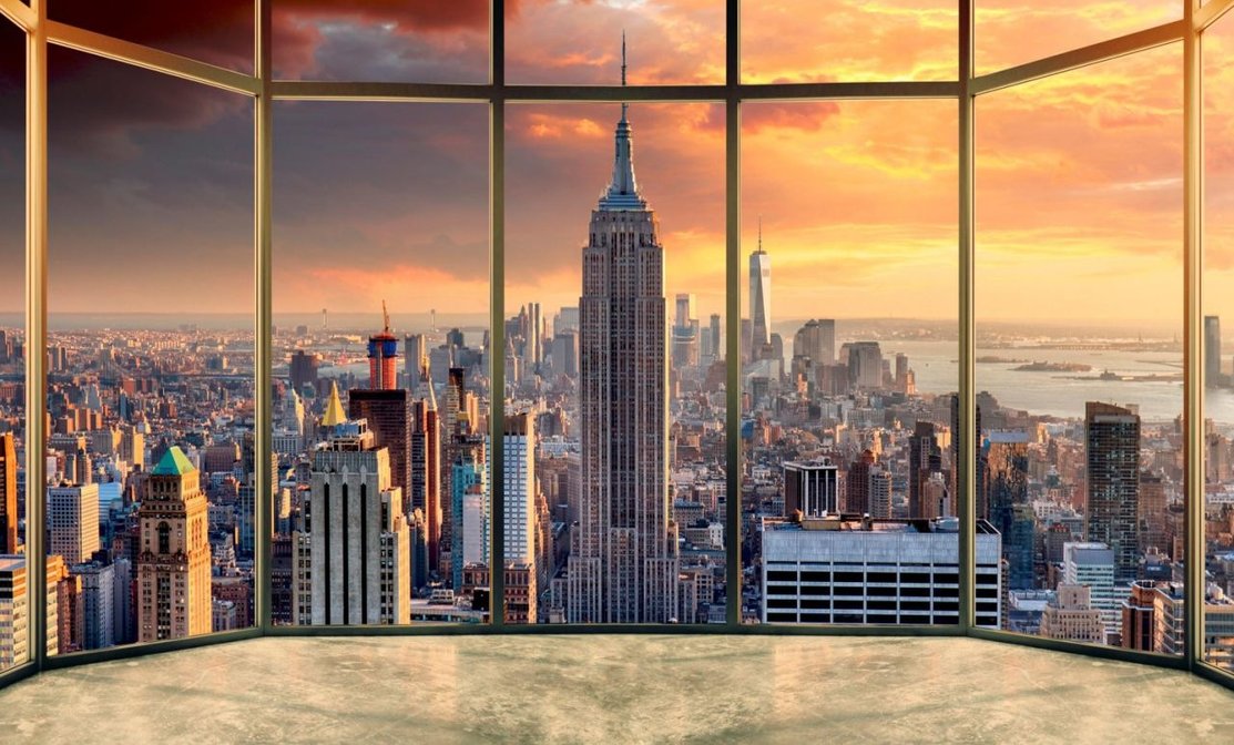 Фотообои современный город Нью-Йорк вид с окна